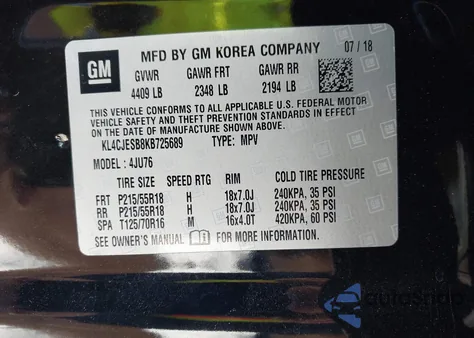 2019 Buick Encore Awd Preferred from USA, damaged, VIN KL4CJESB8KB725689